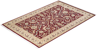 Traditional Mogul Red Wool Area Rug 4' 2" x 6' 4" - Solo Rugs