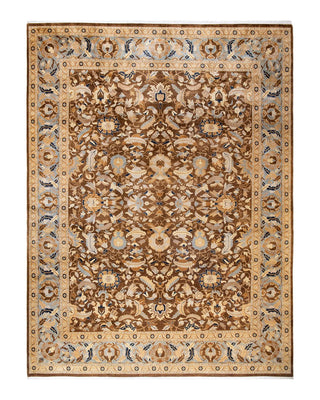 Traditional Mogul Brown Wool Area Rug 10' 3" x 13' 9" - Solo Rugs
