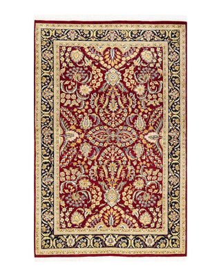 Traditional Mogul Red Wool Area Rug 4' 2" x 6' 3" - Solo Rugs