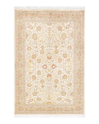 Traditional Mogul Ivory Wool Area Rug 4' 2" x 6' 5" - Solo Rugs