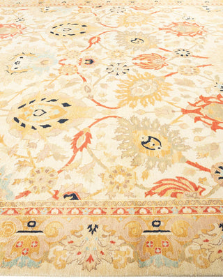 Contemporary Eclectic Ivory Wool Area Rug 9' 2" x 11' 8" - Solo Rugs