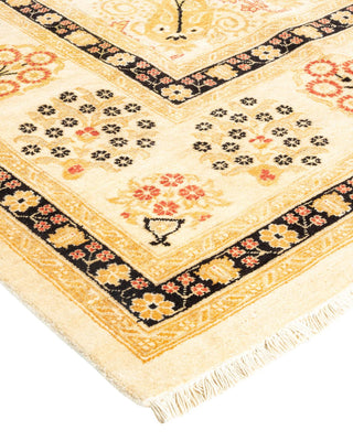 Contemporary Eclectic Ivory Wool Area Rug 9' 1" x 12' 0" - Solo Rugs