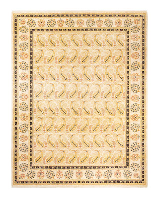 Contemporary Eclectic Ivory Wool Area Rug 9' 1" x 12' 0" - Solo Rugs