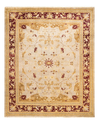 Contemporary Eclectic Ivory Wool Area Rug 8' 2" x 10' 1" - Solo Rugs