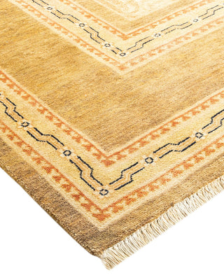 Contemporary Eclectic Green Wool Square Area Rug 7' 9" x 8' 1" - Solo Rugs
