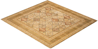 Contemporary Eclectic Green Wool Square Area Rug 7' 9" x 8' 1" - Solo Rugs