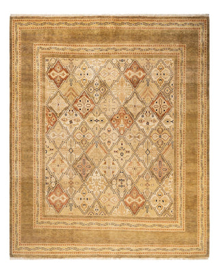 Contemporary Eclectic Green Wool Square Area Rug 7' 9" x 8' 1" - Solo Rugs