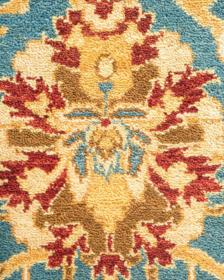 Contemporary Eclectic Blue Wool Area Rug 6' 1" x 9' 1" - Solo Rugs