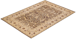 Contemporary Eclectic Brown Wool Area Rug 6' 2" x 8' 10" - Solo Rugs