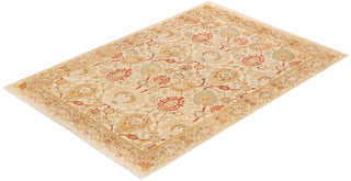 Contemporary Eclectic Ivory Wool Area Rug 6' 1" x 8' 10" - Solo Rugs