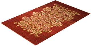 Contemporary Eclectic Red Wool Area Rug 6' 1" x 9' 4" - Solo Rugs