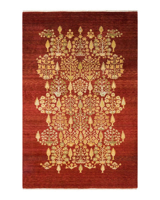 Contemporary Eclectic Red Wool Area Rug 6' 1" x 9' 4" - Solo Rugs