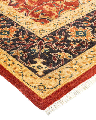 Contemporary Eclectic Orange Wool Area Rug 6' 1" x 9' 1" - Solo Rugs