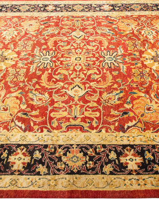Contemporary Eclectic Orange Wool Area Rug 6' 1" x 9' 1" - Solo Rugs