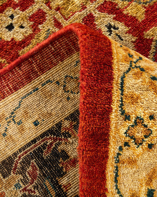 Contemporary Eclectic Orange Wool Area Rug 6' 1" x 9' 1" - Solo Rugs