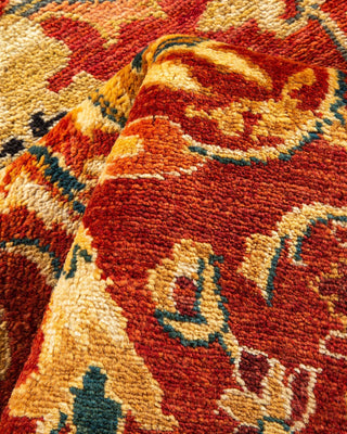 Contemporary Eclectic Orange Wool Area Rug 6' 1" x 9' 1" - Solo Rugs