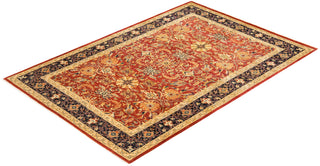 Contemporary Eclectic Orange Wool Area Rug 6' 1" x 9' 1" - Solo Rugs