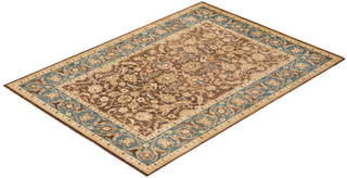 Contemporary Eclectic Yellow Wool Area Rug 6' 1" x 8' 7" - Solo Rugs