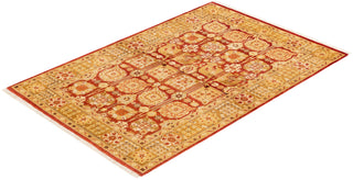 Contemporary Eclectic Red Wool Area Rug 4' 2" x 6' 4" - Solo Rugs