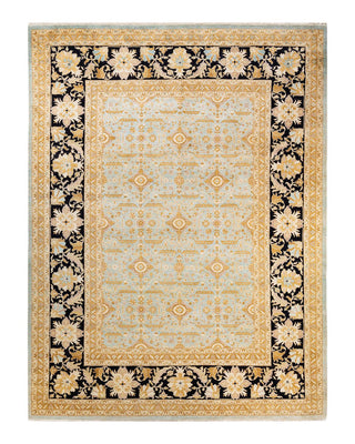 Contemporary Eclectic Light Blue Wool Area Rug 9' 1" x 12' 2" - Solo Rugs