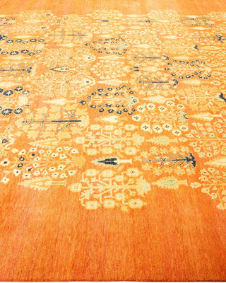 Contemporary Eclectic Orange Wool Area Rug 9' 0" x 12' 2" - Solo Rugs