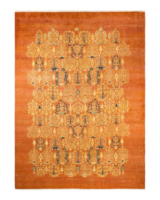 Contemporary Eclectic Orange Wool Area Rug 9' 0" x 12' 2" - Solo Rugs