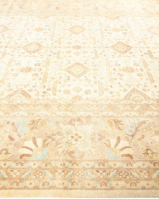 Contemporary Eclectic Ivory Wool Area Rug 9' 1" x 11' 10" - Solo Rugs