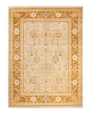 Contemporary Eclectic Ivory Wool Area Rug 9' 0" x 12' 1" - Solo Rugs