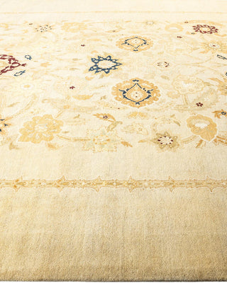 Contemporary Eclectic Ivory Wool Area Rug 9' 1" x 12' 2" - Solo Rugs