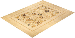 Contemporary Eclectic Ivory Wool Area Rug 9' 1" x 12' 2" - Solo Rugs