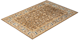 Traditional Mogul Brown Wool Area Rug 6' 1" x 8' 10" - Solo Rugs