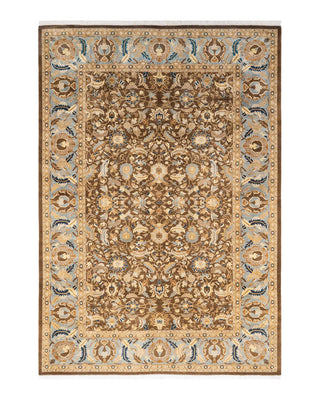 Traditional Mogul Brown Wool Area Rug 6' 1" x 8' 10" - Solo Rugs