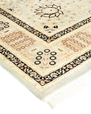 Traditional Mogul Light Blue Wool Area Rug 6' 3" x 9' 1" - Solo Rugs
