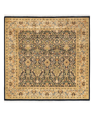 Traditional Mogul Black Wool Square Area Rug 6' 1" x 6' 2" - Solo Rugs
