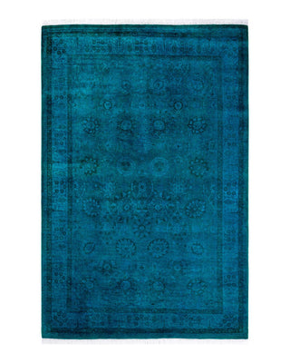 Contemporary Fine Vibrance Green Wool Area Rug 4' 2" x 6' 3" - Solo Rugs