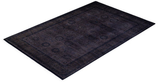 Contemporary Fine Vibrance Black Wool Area Rug 4' 4" x 6' 3" - Solo Rugs