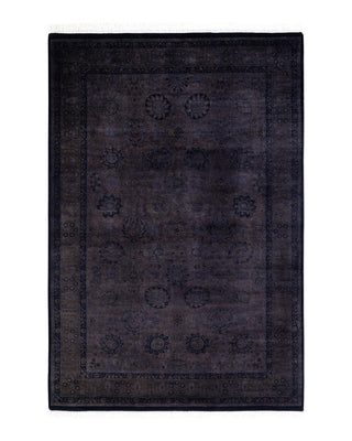 Contemporary Fine Vibrance Black Wool Area Rug 4' 4" x 6' 3" - Solo Rugs