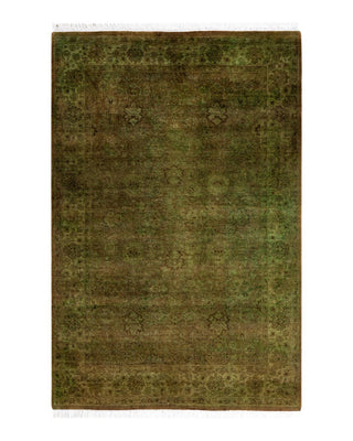 Contemporary Fine Vibrance Green Wool Area Rug 4' 3" x 6' 5" - Solo Rugs