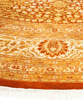 Traditional Mogul Orange Wool Round Area Rug 10' 1" x 10' 1" - Solo Rugs