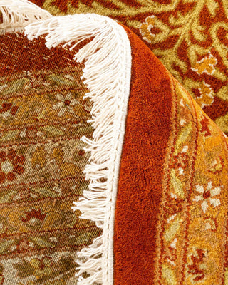 Traditional Mogul Orange Wool Round Area Rug 10' 1" x 10' 1" - Solo Rugs