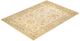 Contemporary Eclectic Ivory Wool Area Rug 6' 5" x 8' 10" - Solo Rugs