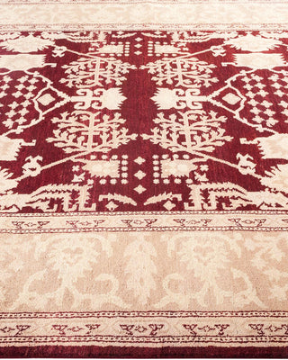 Contemporary Eclectic Red Wool Area Rug 6' 3" x 9' 2" - Solo Rugs