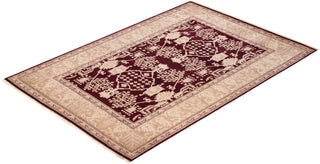 Contemporary Eclectic Red Wool Area Rug 6' 3" x 9' 2" - Solo Rugs