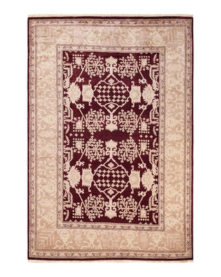 Contemporary Eclectic Red Wool Area Rug 6' 3" x 9' 2" - Solo Rugs