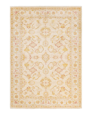 Contemporary Eclectic Ivory Wool Area Rug 6' 3" x 8' 10" - Solo Rugs