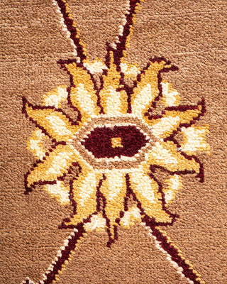 Contemporary Eclectic Brown Wool Area Rug 6' 2" x 9' 1" - Solo Rugs