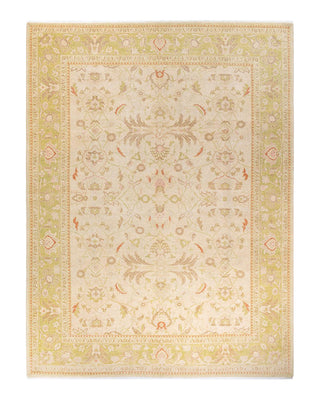 Contemporary Eclectic Ivory Wool Area Rug 9' 3" x 12' 4" - Solo Rugs