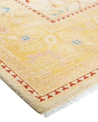 Contemporary Eclectic Ivory Wool Area Rug 9' 3" x 12' 5" - Solo Rugs