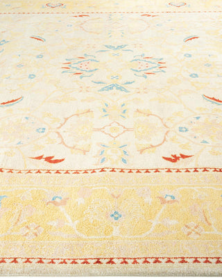 Contemporary Eclectic Ivory Wool Area Rug 9' 3" x 12' 5" - Solo Rugs