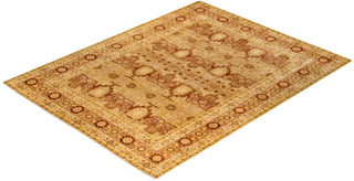 Contemporary Eclectic Yellow Wool Area Rug 9' 1" x 12' 1" - Solo Rugs